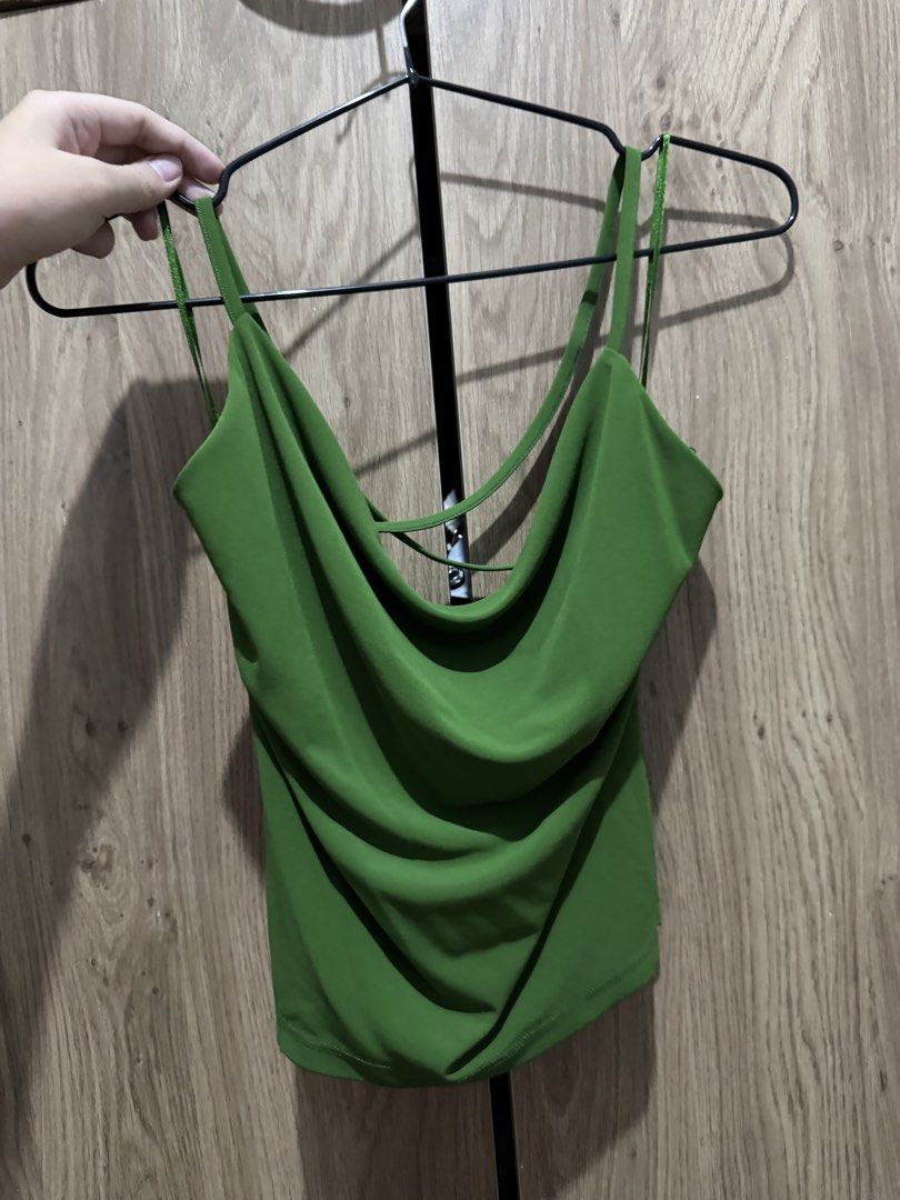 Zara Green Top - Size S (Category: Blouses) located in Rizal. Submitted by igarette (Listing ID 1432183438, Image 2). Description: - Zara green top - Size S - Cowl neckline - Spaghetti straps - Made in Turkey - Versatile for day or night wear.