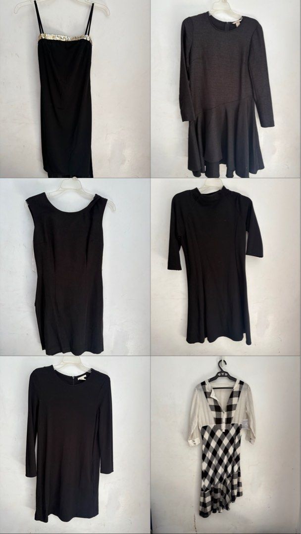6 Preloved Black Dresses (Category: Dresses) located in Quezon City. Submitted by brandedthingsforless (Listing ID 1432210550, Image 1). Description: All sizes XS-small Branded dresses rarely used Decluttering No when worn photos Selling as is Sf to be shouldered by buyers .