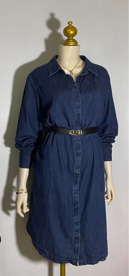 a new day Denim Dress (Category: Dresses) located in Quezon City. Submitted by queensootd20 (Listing ID 1432203859, Image 2). Description: a.n.a (A New Approach)dark blue denim shirt dress, is a versatile, long-sleeved piece featuring a full button-down front and side pockets. It is designed with a relaxed fit and a collared neckline, making it suitable for both casual and slightly more structured looks. ✨Product Details✨ Brand: a.n.a (A New Appr