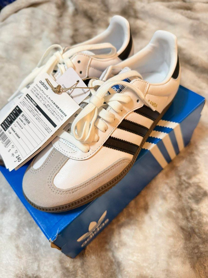 Adidas Samba OG Sneakers (Category: Sneakers) located in Paranaque City. Submitted by reyndavid (Listing ID 1432257660, Image 3). Description: -100% Authentic - Adidas Samba OG - White with black stripes - Grey suede toe cap - Gum sole - Size: US 6 / UK 5.5 / EU 38 2/3 - Includes original box and tags -bought in japan RFS:too small for me.