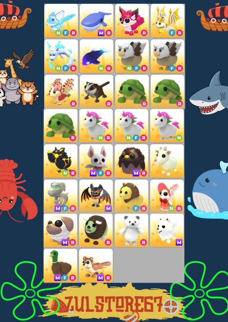 Adopt Me Pets - Neon, Fly, Ride, Mega Rare, Video Gaming, Gaming ...