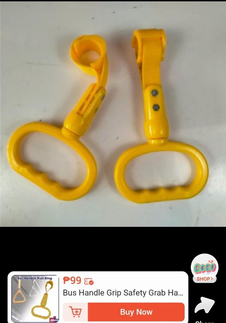 Bus Handle Grip Safety Grab Handle (Category: Other Sports Equipment and Supplies) located in Alaminos. Submitted by adornaura (Listing ID 1432291299, Image 3). Description: - Yellow bus handle grips for added safety - Includes handle with strap and clip - Easy to install and use - Perfect for public transportation - Provides a secure grip - Sold as a set 4pcs na po.