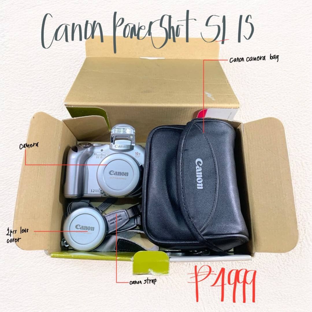 Canon PowerShot S1 IS w Box (Category: Cameras) located in Quezon City. Submitted by _cyberplug (Listing ID 1432242873, Image 1). Description: Canon PowerShot S1 IS P4999-->P4499 ★★★★★ Body Condition Flip Screen & Pop Up Flash BRAND NEW CONDITION COMPLETE WITH BOX -no issue •3.2 Megapixels CCD sensor • 10× optical zoom lens with Optical Image Stabilizer (IS) • Ultrasonic Motor (USM) for quieter zoom operation • Vari-angle 1.5″ LCD screen • Full m
