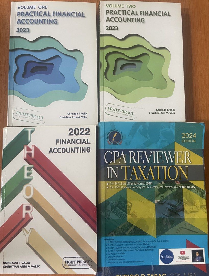 CPA Reviewer Books - Various Editions (Category: Textbooks) located in Caloocan City. Submitted by adobored (Listing ID 1432226564, Image 2). Description: - CPA Reviewer Books - Topics: Auditing Theory, Income Taxation, Financial Accounting, Business Law - Editions: 2016-2024 - Authors: Gerardo S. Roque, Conrado T. Valix, Fidelito R. Soriano - Perfect for Accountancy Students and CPA Reviewees MOP-GCASH/ BANK Transfer(GoTyme) MOD-lalamove .