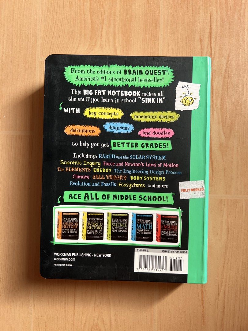Everything You Need to Ace Science in One Big Fat Notebook (Category: Textbooks) located in Pasay City. Submitted by ljbread (Listing ID 1432282738, Image 2). Description: - Barely used (opened it once or twice) - Bought it at Fully Booked (price tag is still on the back).