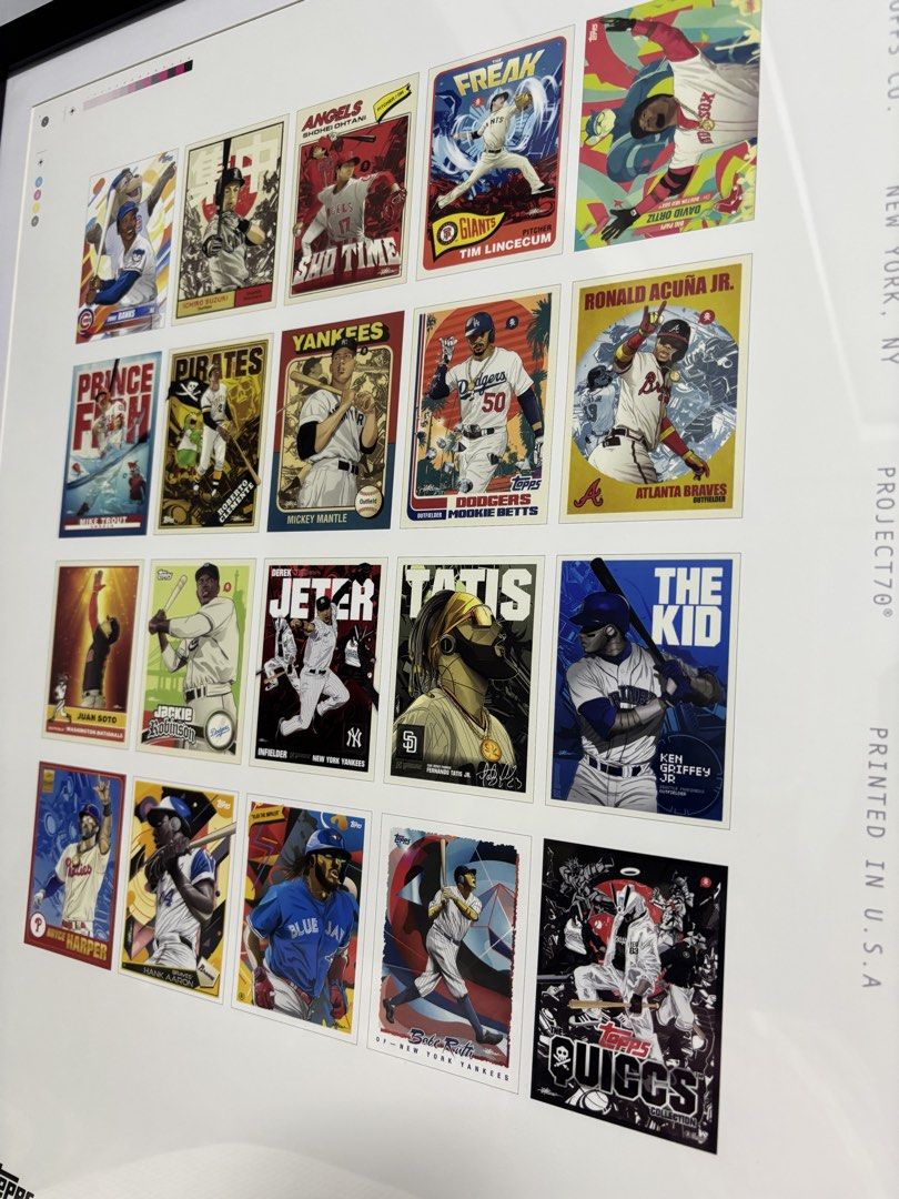 Framed Uncut Sheet - Topps Project 79 x Quiccs (Category: Art & Prints) located in Quezon City. Submitted by gmintcollectibles (Listing ID 1432320369, Image 2). Description: Framed Uncut Sheet - Topps Project 79 x Quiccs Poster size: 18x24 Framed poster size: 22x28 P10,000 📍Baliwag or QC by schedule 💸 Gcash, Maribank, Gotyme, BPI or BDO 🛵 Lalamove or LBC (by sched).