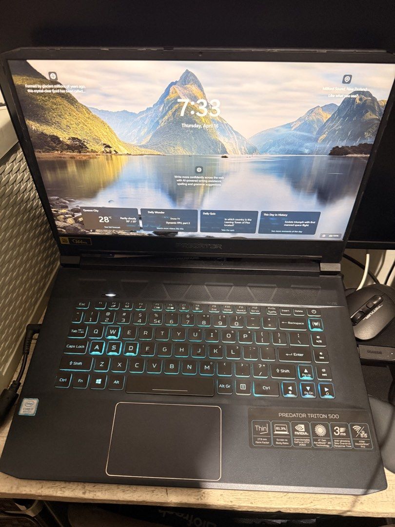 Gaming Laptop Acer Predator Triton 500 (Category: Laptops & Notebooks) located in Caloocan City. Submitted by ramtx (Listing ID 1432391068, Image 2). Description: The Acer Predator Triton 500 (PT515-51) with an RTX 2060 is a slim 15.6-inch gaming laptop featuring a 144Hz IPS display, Intel Core i7-8750H processor, 16GB DDR4 RAM, and a 512GB NVMe SSD. Key highlights include a 3-fan cooling system with 4th Gen AeroBlade 3D technology, a metal chass