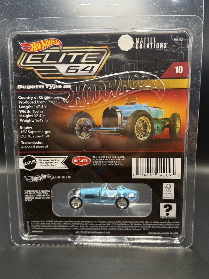 Hotwheels Elite 64 Bugatti type 59 with protector (Category: Vehicle & Diecast Models) located in Mandaluyong City. Submitted by karldfinds (Listing ID 1432217473, Image 2). Description: With protector Item is in Mandaluyong Meet-ups can be arranged - Shangrila Mall Shipping c/o Buyer MOP: BPI, Maya, GCash Feel free to check my other listings..