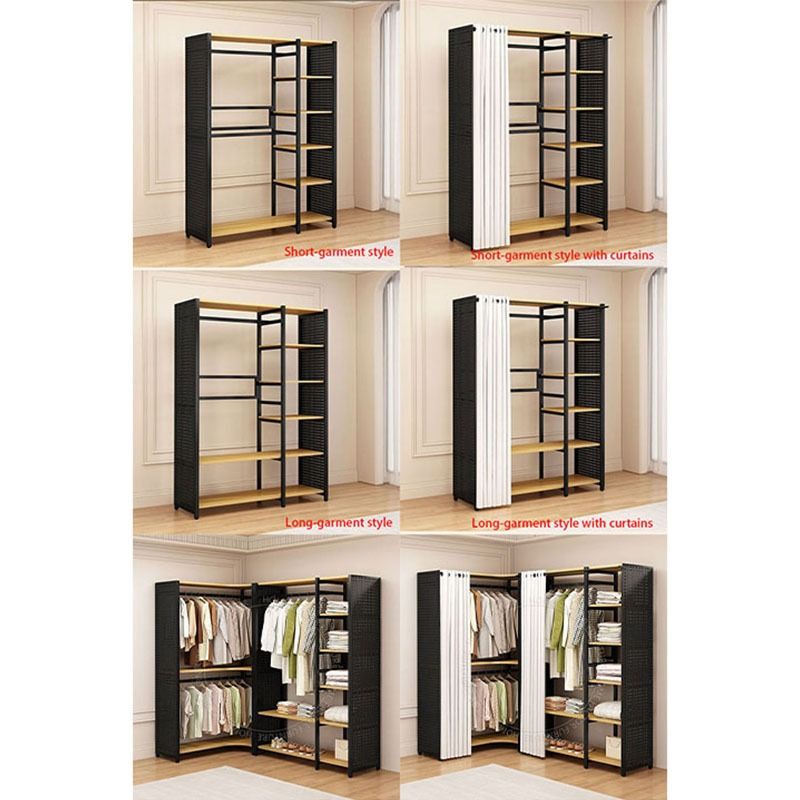 Iron frame Wardrobe,Multi-layer simple wardrobe, Household pegboard ...