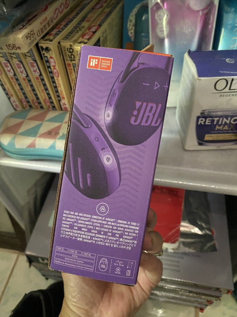 JBL Clip 5 Bluetooth Speaker (Category: Soundbars, Speakers & Amplifiers) located in Lapu Lapu. Submitted by ayith_journals (Listing ID 1432264777, Image 3). Description: - Brand new JBL Clip 5 Bluetooth speaker - Stylish purple color - Bluetooth 5.3 for seamless connectivity - Built-in clip for easy attachment - Designed for clip-and-play convenience.