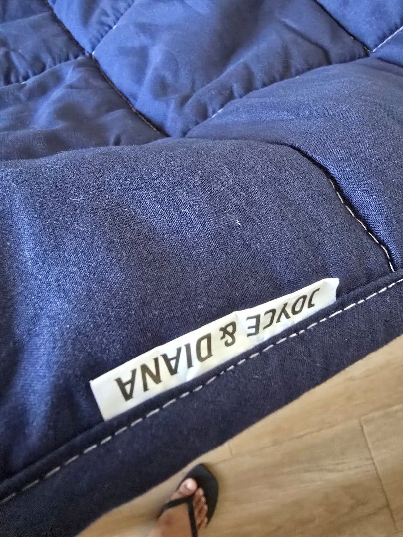 Joyce & Diana Weighted Blanket (Category: Bedding & Towels) located in Taytay. Submitted by passiveincome89 (Listing ID 1432204775, Image 2). Description: BRAND NEW BUT WASHED ONCE - BABY COMFORTER 28"x52" (0.7m x1.3m) - Navy blue Joyce & Diana weighted blanket - Features a quilted design - Made of soft fabric - Provides comfort and relaxation - Great size for single beds or the couch.