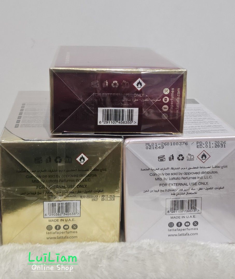 Lattafa Perfumes Eclaire, Ameerat Al Arab & Yara (Category: Fragrance & Deodorants) located in Marikina City. Submitted by luiliam (Listing ID 1432248350, Image 3). Description: Lattafa Perfumes Authentic/Original Bought in UAE 100ml Completely sealed *Ameerat Al Arab PD: 01/2026 Php 1,250 *Eclaire PD: 11/2025 Php 2,400 *Yara PD: 01/2026 Php 1,550.