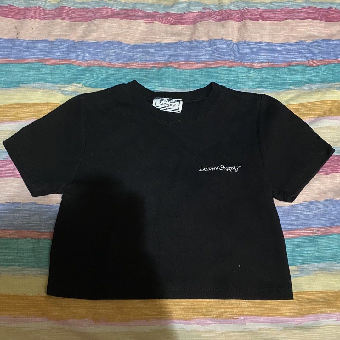 Leisure Supply Baby Tee - Black (Category: Shirts) located in Quezon City. Submitted by lightsnowie (Listing ID 1432338163, Image 1). Description: - fits XS-M frames - needs ironing - no flaws .