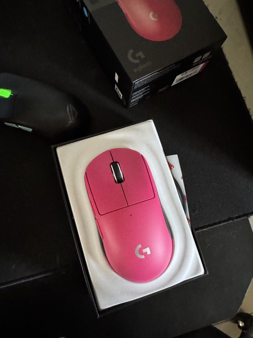 Logitech Pro X Superlight 2 - Pink (Category: Mouse & Mousepads) located in Manila. Submitted by ramsanjuan27295 (Listing ID 1432338817, Image 2). Description: - Logitech Pro X Superlight 2 (Pink) gaming mouse - Wireless - Includes original box and accessories - Receipt from Octagon included Last week lang nabili.