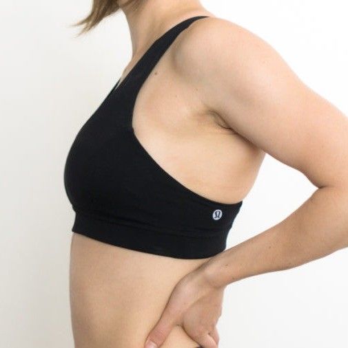 Lululemon Black Sports Bra Dot 4 (Category: Activewear) located in Taguig. Submitted by pinkeuphoria (Listing ID 1432289225, Image 3). Description: - Lululemon run stuff your bra - Dot 4 (fits XS-S) - Perfect for running - Scoop neckline - Functional - Has 3 small front pocketc - Lululemon logo visible - X-strap back.