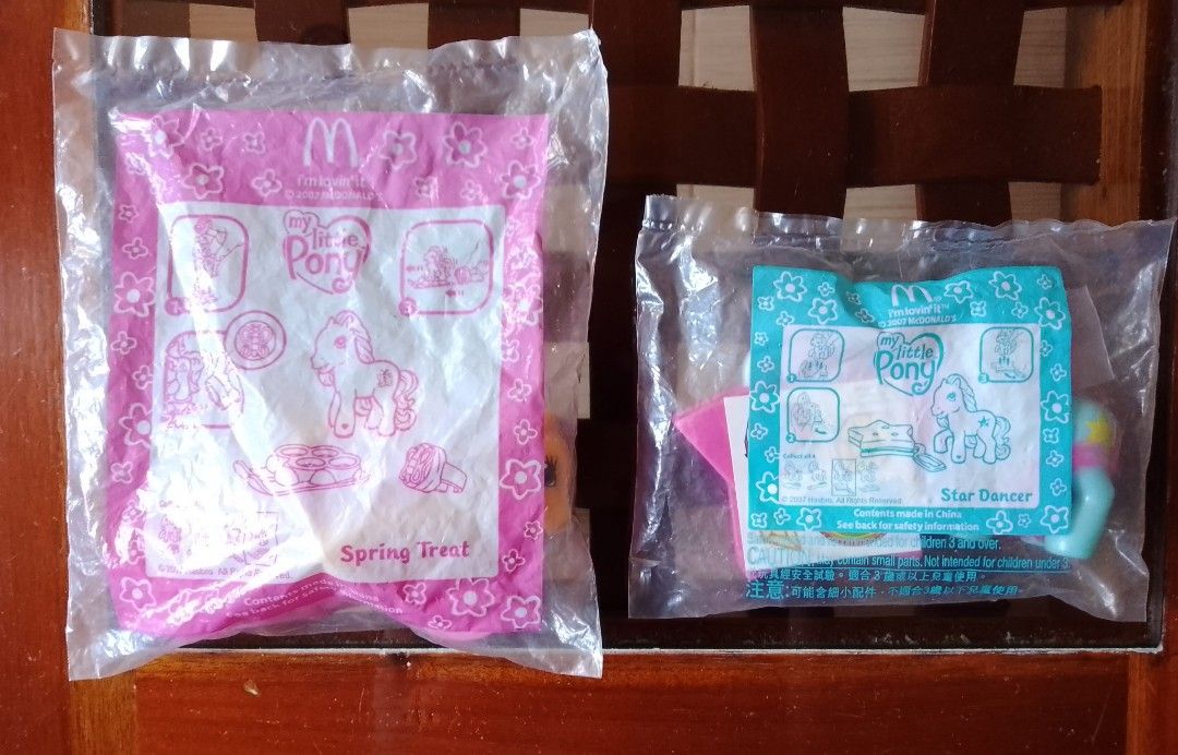 McDonald's 2007 My Little Pony (Category: Kids Toys) located in Tublay. Submitted by elevendangan (Listing ID 1432232790, Image 3). Description: 🌈 FOR SALE: McDonald's My Little Pony Happy Meal Toys (2007) ✨ Available: 🦄 Spring Treat 🦄 Star Dancer ✅ Both toys are brand new and still sealed in their original McDonald's packaging. ✅ Perfect for My Little Pony collectors, McDo Happy Meal toy collectors, and fans of nostalgic collectibles. Price: 