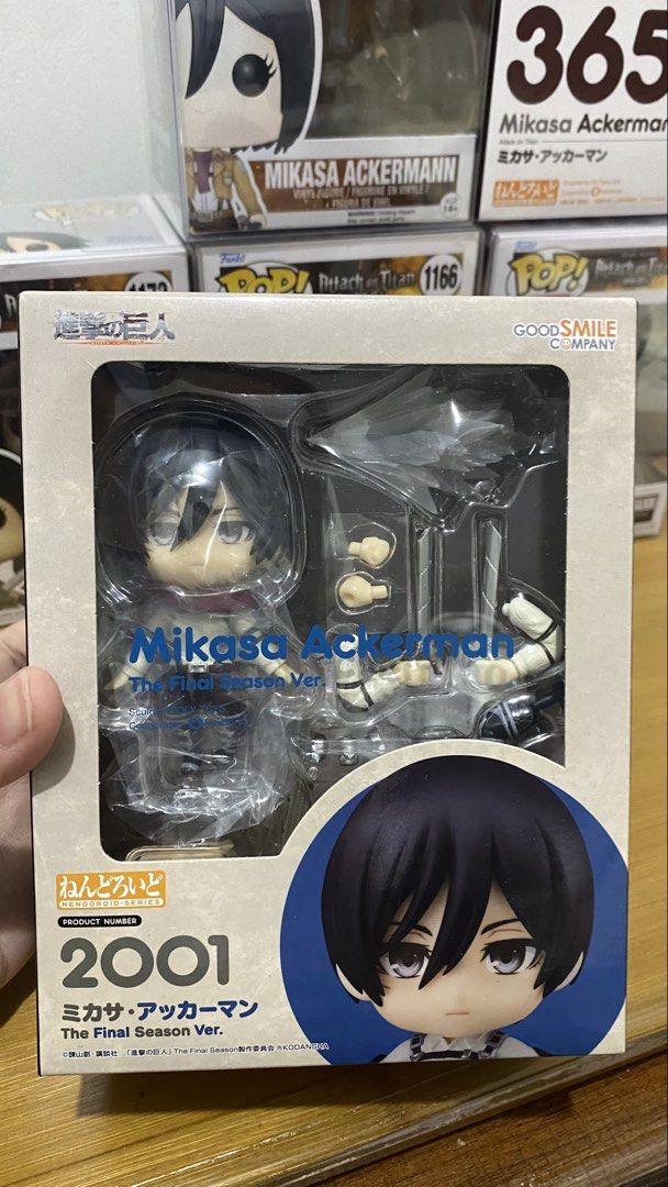 Mikasa Ackerman (Funko and Nendoroids) (Category: Figurines & Statues) located in Manila. Submitted by scarletwitch27 (Listing ID 1432337003, Image 2). Description: Selling my Mikasa Ackerman stuff. All items are negotiable. Mikasa Ackerman 365 Nendoroid (SOLD) Price: 1,600 • Re-release • BIB • Box condition: 9.5/10 Mikasa Ackerman 2001 Nendoroid (SOLD) Price: 2,000 • BIB • Box condition: 9.5/10 Mikasa Ackerman 21 (OG Funko Pop) Price: 2,200 • BI