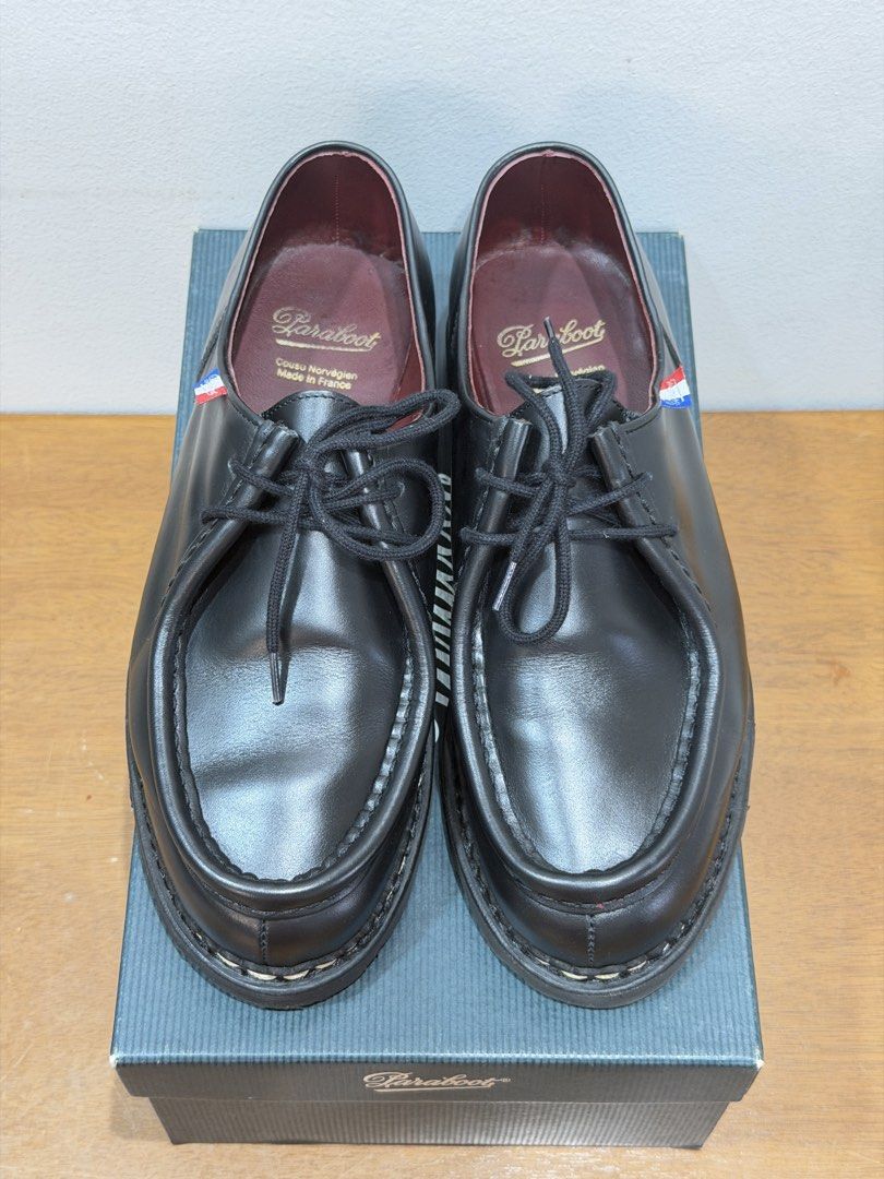 Paraboot Michael BBR (Category: Casual Shoes) located in Taguig. Submitted by zaichann (Listing ID 1432317062, Image 3). Description: - Paraboot Michael - From Signet Store Mitsukoshi BGC - Color: Black - Size: 42 - Made in France - Round toe design - Stitched welt - Includes original box - Includes dust bag - Includes care instructions.