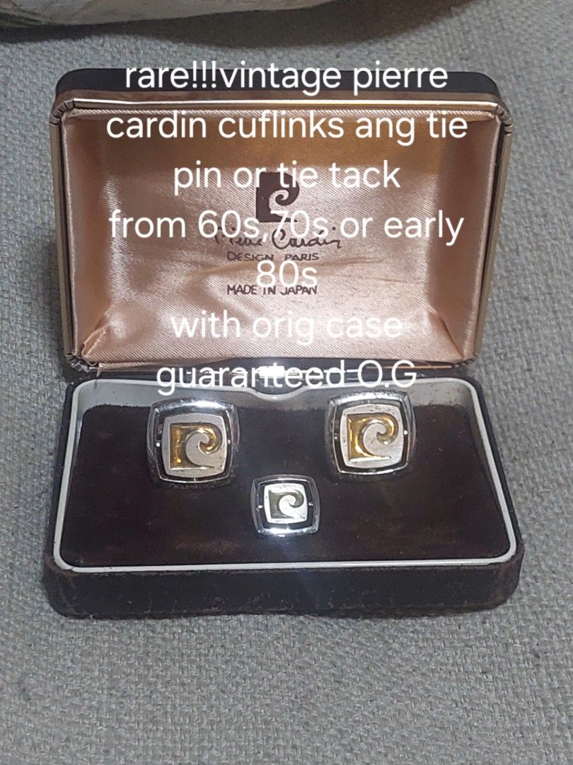 Pierre cardin cufflinks and tie tack set (Category: Cuff Links) located in Santa Rosa. Submitted by roycerocus (Listing ID 1432246695, Image 1). Description: pierre cardin tie tack and cufflinks with orig box.