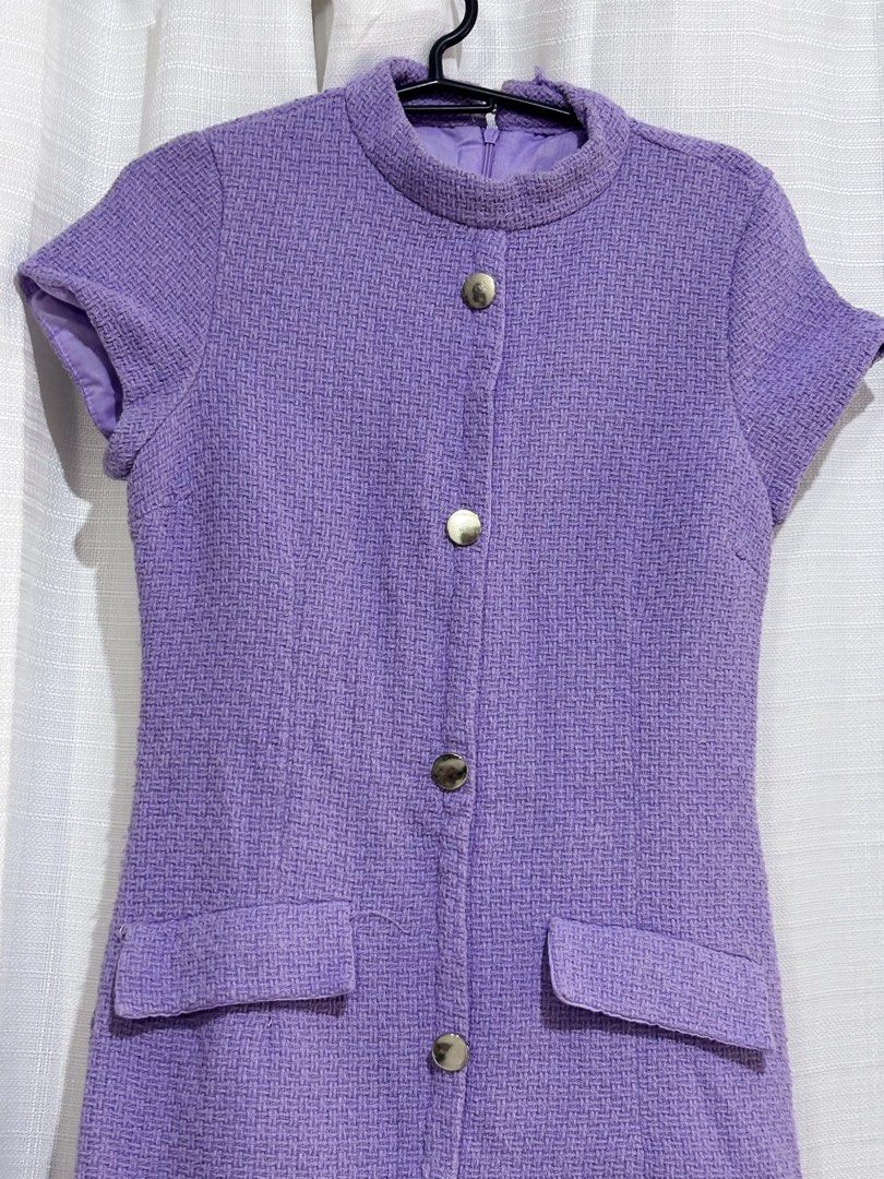 Purple Tweed Mini Dress (Category: Dresses) located in Bulacan. Submitted by sum1scloset (Listing ID 1432235011, Image 2). Description: SERIOUS BUSINESS ONLY, PLEASE. THOSE WHO WILL WASTE MY TIME WILL BE BLOCKED. closet clean-up to create space for a more sustainable lifestyle 💟 • most pieces are in xxs–xs, with only a few in s • all items are well taken care of and properly stored — i treat my clothes like babies 🤭 • actual photos are already 