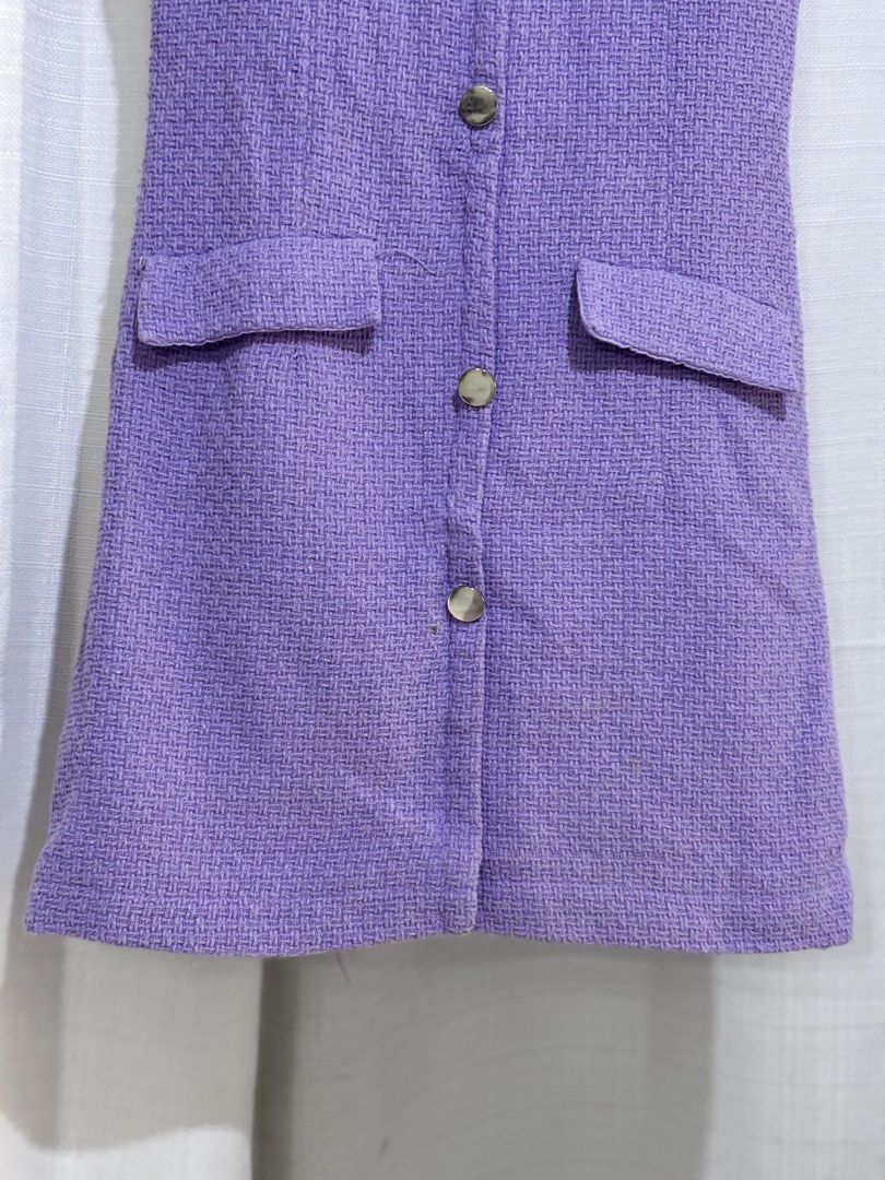 Purple Tweed Mini Dress (Category: Dresses) located in Bulacan. Submitted by sum1scloset (Listing ID 1432235011, Image 3). Description: SERIOUS BUSINESS ONLY, PLEASE. THOSE WHO WILL WASTE MY TIME WILL BE BLOCKED. closet clean-up to create space for a more sustainable lifestyle 💟 • most pieces are in xxs–xs, with only a few in s • all items are well taken care of and properly stored — i treat my clothes like babies 🤭 • actual photos are already 