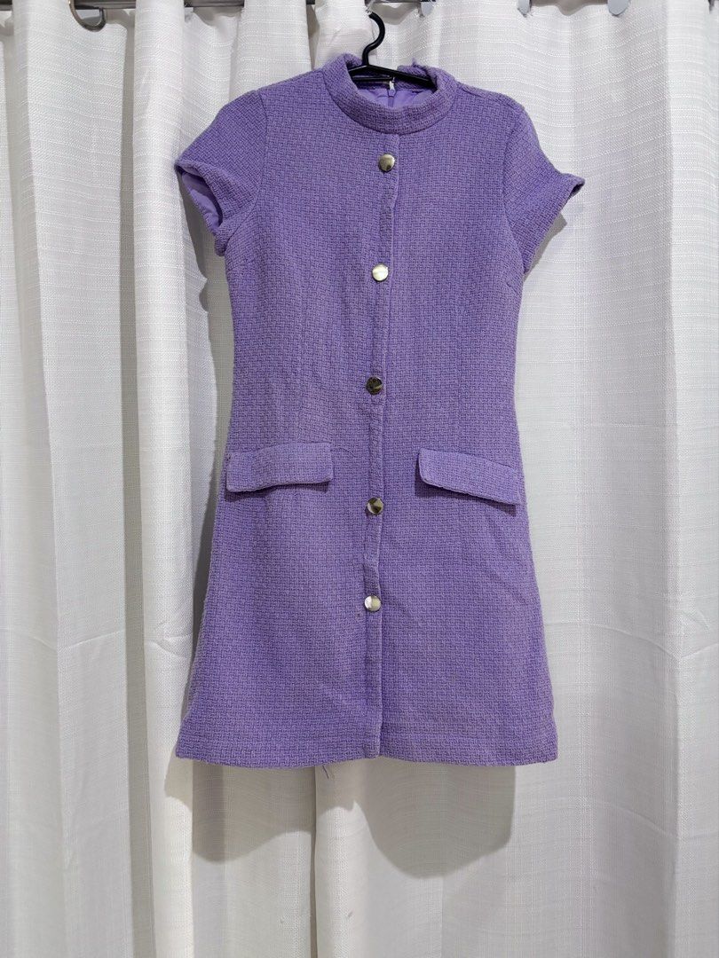 Purple Tweed Mini Dress (Category: Dresses) located in Bulacan. Submitted by sum1scloset (Listing ID 1432235011, Image 1). Description: SERIOUS BUSINESS ONLY, PLEASE. THOSE WHO WILL WASTE MY TIME WILL BE BLOCKED. closet clean-up to create space for a more sustainable lifestyle 💟 • most pieces are in xxs–xs, with only a few in s • all items are well taken care of and properly stored — i treat my clothes like babies 🤭 • actual photos are already 