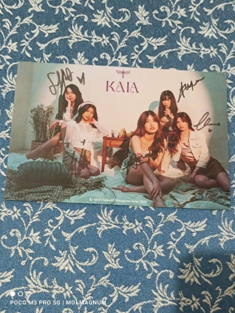 PPop Rare KAIA Signed Postcards (Category: Raw Singles) located in Muntinlupa City. Submitted by moimagnum (Listing ID 1432287757, Image 3). Description: - Authentic KAIA signed photocards - Features multiple group photos - Each card has a unique design and signature - Ideal for ZAIA and collectors - A must-have for P-Pop collections - shipping thru J&T Express (next day delivery).