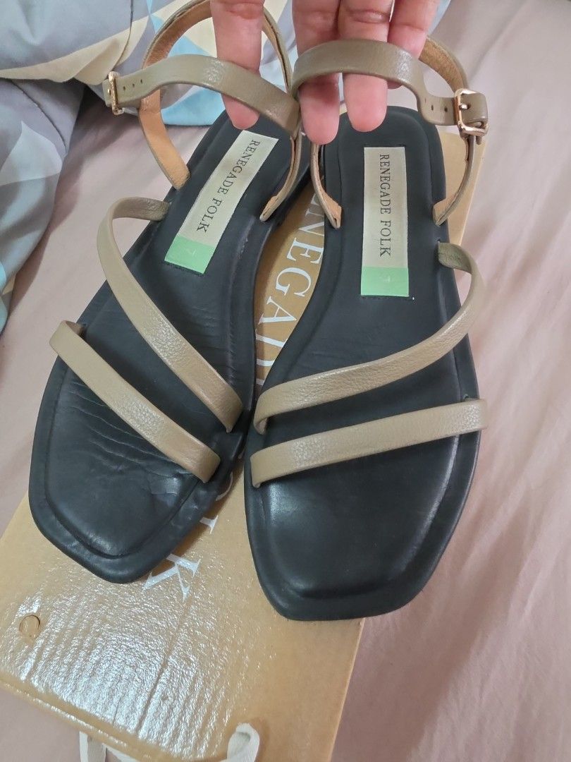 Renegade Folk Slow Down Soft insoles Sandals (Category: Flats & Sandals) located in Quezon City. Submitted by thrift_mom (Listing ID 1432203159, Image 3). Description: - Renegade Folk sandals - Black footbed, Taupe straps - Buckle closure - Comes with original box - Perfect for casual wear - Comfortable and chic - Originally Priced at 2990 - RFS: Decluttering .