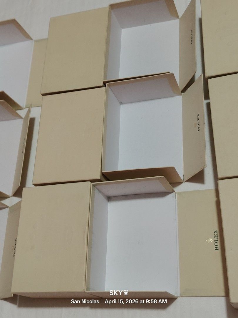 Rolex latest medium cardboard karton box (Category: Luxury Watches) located in Quezon City. Submitted by sky_sale (Listing ID 1432228812, Image 2). Description: authentic Original Genuine Legit cardboard or karton medium box latest 6500 each .