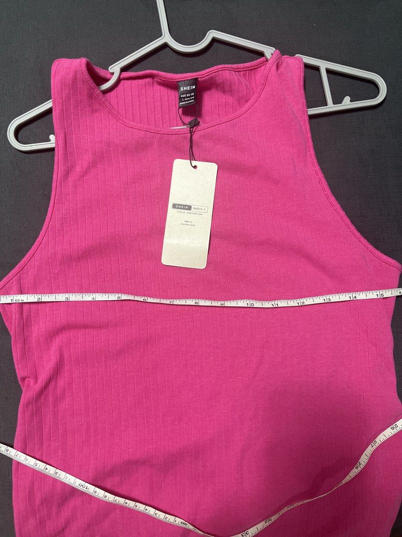 Shein Basic Dress w/ slit (Category: Dresses) located in Pasig City. Submitted by declutterw8me (Listing ID 1432384147, Image 2). Description: Available as long as posted Brand new with tag Size large Length: 52 inches Width: see 2nd pic Rfs: too big for me. .
