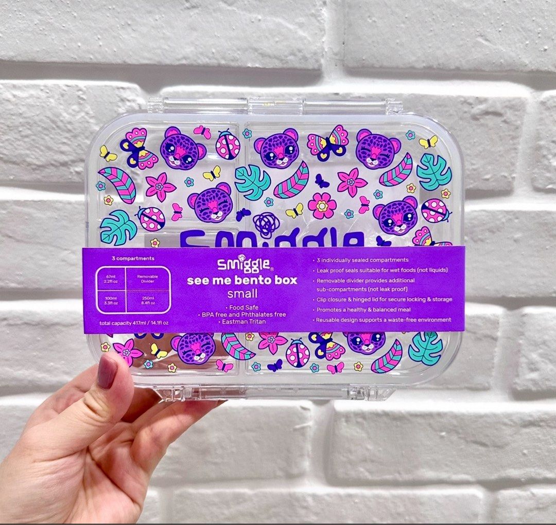 Smiggle bento lunch box with divider (Category: Stationery & School Supplies) located in Singapore. Submitted by newleaf24 (Listing ID 1432320105, Image 1). Description: Condition: brand new with tag Original price: $39.95 $3.20 apply for tracked postage .