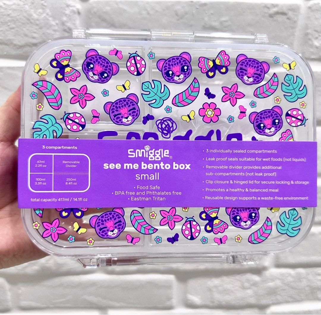 Smiggle bento lunch box with divider (Category: Stationery & School Supplies) located in Singapore. Submitted by newleaf24 (Listing ID 1432320105, Image 2). Description: Condition: brand new with tag Original price: $39.95 $3.20 apply for tracked postage .