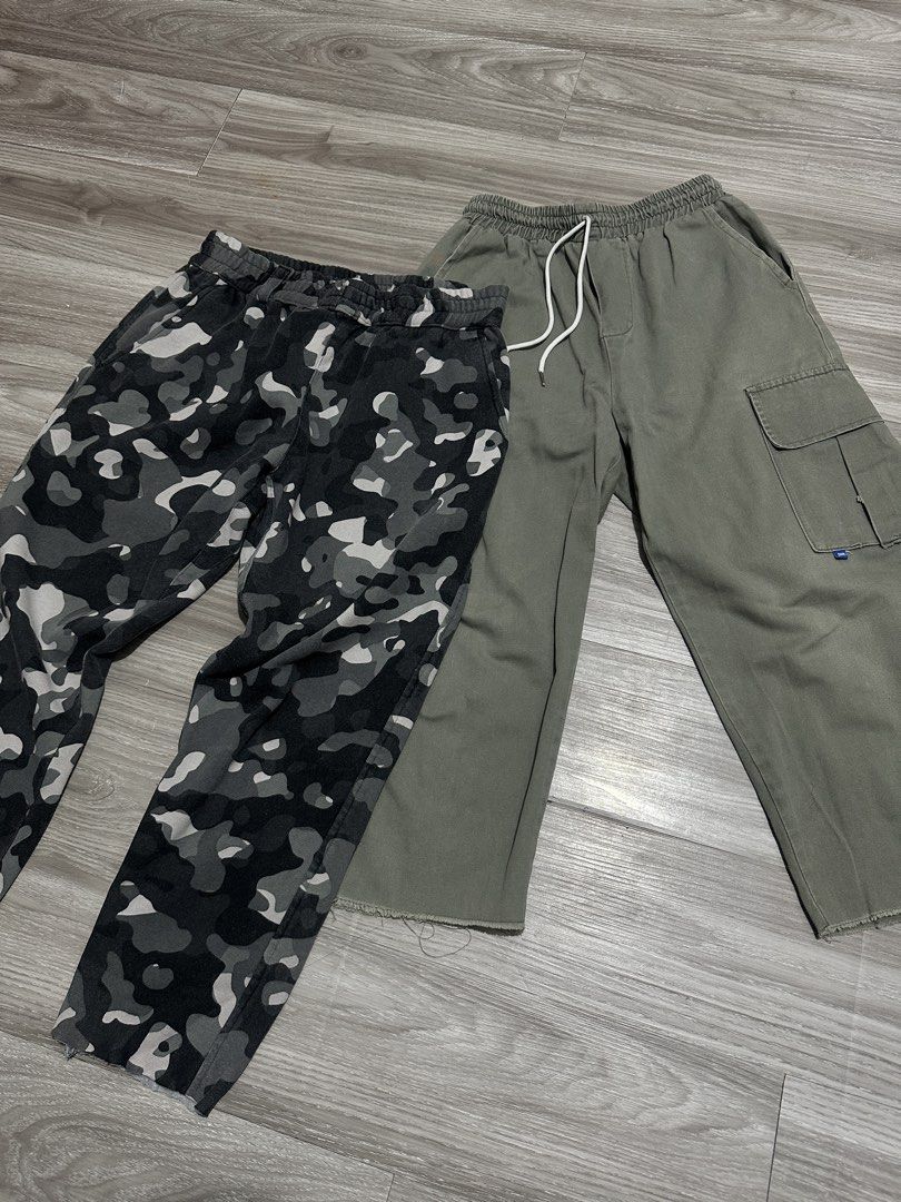 TMAC Camo and Green Cargo Pants ASPACK (Category: Joggers) located in Quezon City. Submitted by hypestuff.101 (Listing ID 1432302715, Image 1). Description: Tmac Camo Pants Size on tag: M Condition: 7.5/10 Color Rate: 7.5/10 L: 82 Green Cargo pants Size on tag: M Condition: 7.5/10 Color Rate: 7.5/10 L: 77 RFS: Decluttering.