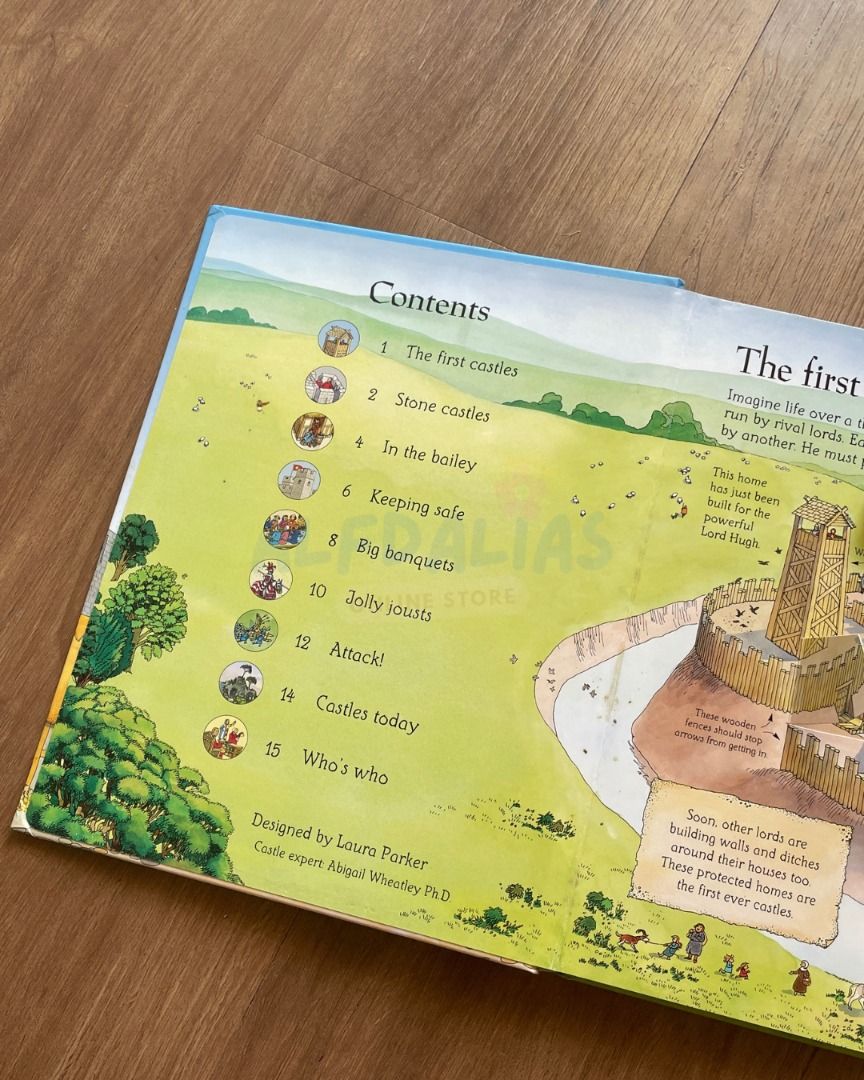 Usborne See Inside Castles Flap Book (Category: Children's Books) located in Pasay City. Submitted by alfdalias (Listing ID 1432275178, Image 3). Description: Explore the world of castles with this Usborne flap book! Discover the first castles, stone castles, life in the bailey, and more. With over 50 flaps to lift, this book offers an interactive learning experience. 📕Condition: Like New, Big Book, Thick, Hardbound / Boardbook 📝Note(s): * Slig