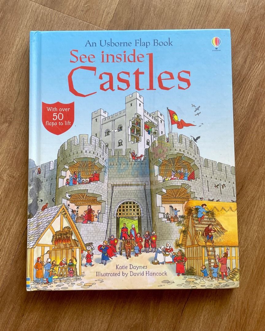 Usborne See Inside Castles Flap Book (Category: Children's Books) located in Pasay City. Submitted by alfdalias (Listing ID 1432275178, Image 1). Description: Explore the world of castles with this Usborne flap book! Discover the first castles, stone castles, life in the bailey, and more. With over 50 flaps to lift, this book offers an interactive learning experience. 📕Condition: Like New, Big Book, Thick, Hardbound / Boardbook 📝Note(s): * Slig