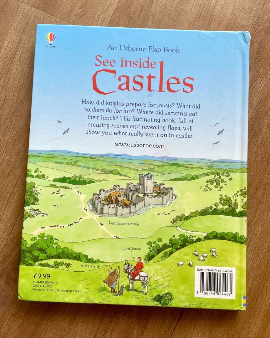 Usborne See Inside Castles Flap Book (Category: Children's Books) located in Pasay City. Submitted by alfdalias (Listing ID 1432275178, Image 2). Description: Explore the world of castles with this Usborne flap book! Discover the first castles, stone castles, life in the bailey, and more. With over 50 flaps to lift, this book offers an interactive learning experience. 📕Condition: Like New, Big Book, Thick, Hardbound / Boardbook 📝Note(s): * Slig