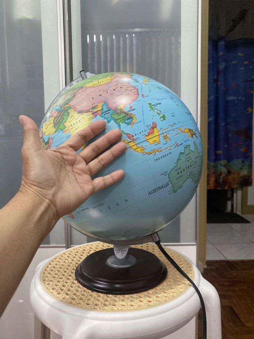 World Globe with Stand 38cm Light Up Globe Lamp Illuminated. (Category: Other Home Decor) located in Marikina City. Submitted by myprelovedcollectibles (Listing ID 1432208253, Image 2). Description: 110 volts.