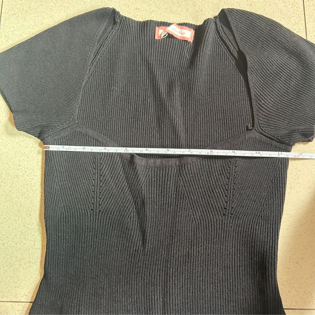 Y2k Knitted Bustier Black Dress (Category: Dresses) located in Quezon City. Submitted by rouge45 (Listing ID 1432306576, Image 3). Description: High quality fabric! Best fit small Shipping via j&t (44 pesos within mm, grab, lalamove) Will be posting more items. See my listings! 🪡🧵.