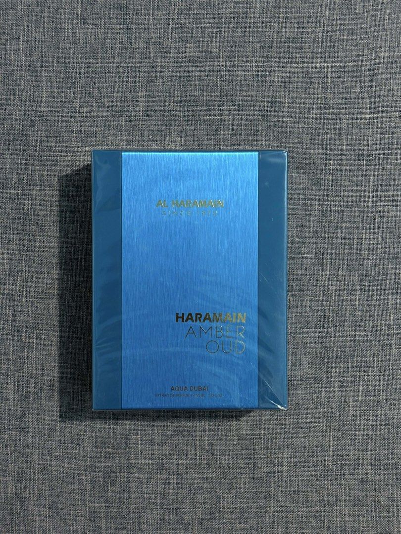 Al Haramain Amber Oud Aqua Dubai (Category: Fragrance & Deodorants) located in Paranaque City. Submitted by barbs24 (Listing ID 1432559528, Image 1). Description: - Al Haramain Amber Oud Aqua Dubai perfume - Original packaging - Blue box with gold lettering - Brand new and sealed - "Aqua Dubai" text on the box.