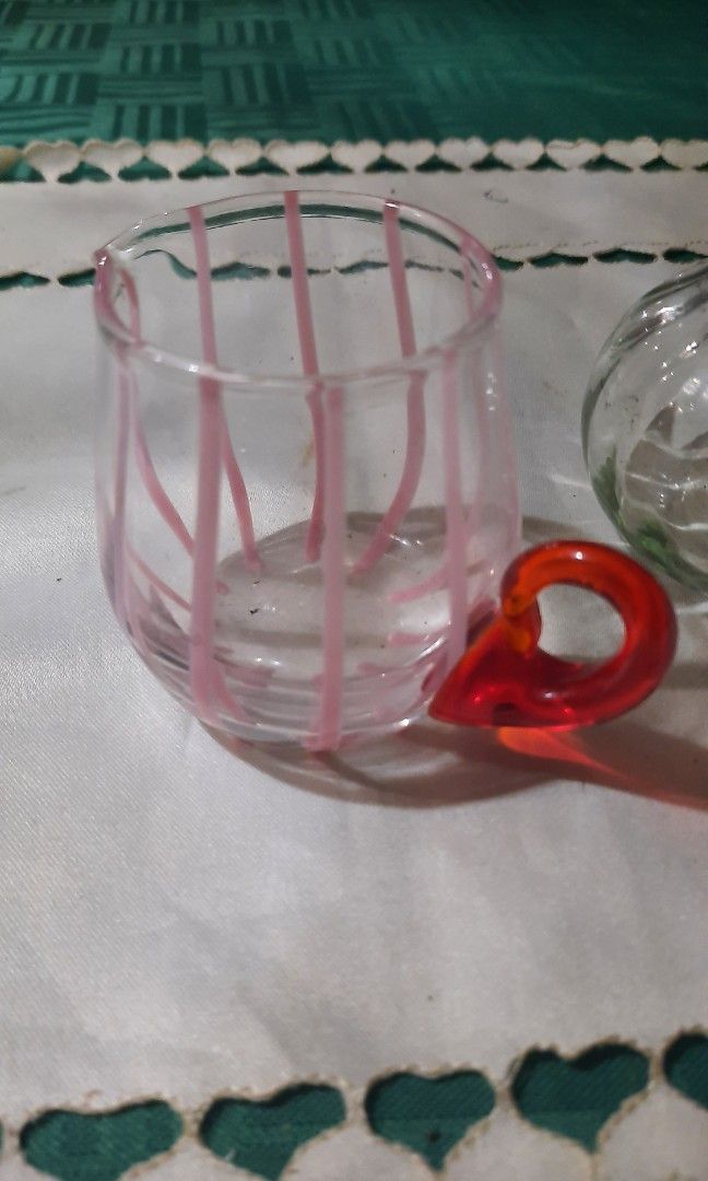 Art glass milk jug /pc (Category: Other Kitchenware & Tableware) located in Manila. Submitted by luckycharm_215 (Listing ID 1432545821, Image 2). Description: red 3x2"=240 green 3x4"=220.