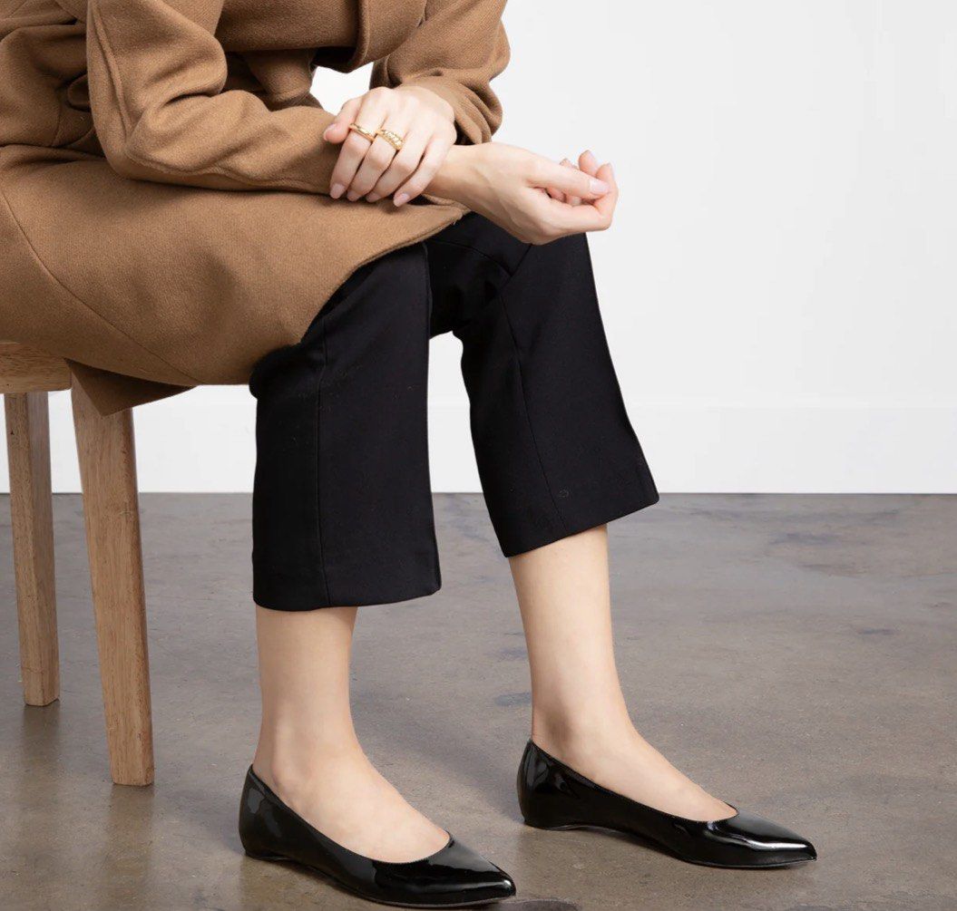 Black Pointed Toe Patent Leather School Work Office Ballet Flats (Category: Flats & Sandals) located in Quezon City. Submitted by prelovedluxe_ (Listing ID 1432437125, Image 3). Description: Fits US 7-7.5. Insole 24 cm. Signs of wear and dirt on exterior and interior. With sticker to prevent chafing. SF care of buyer. .