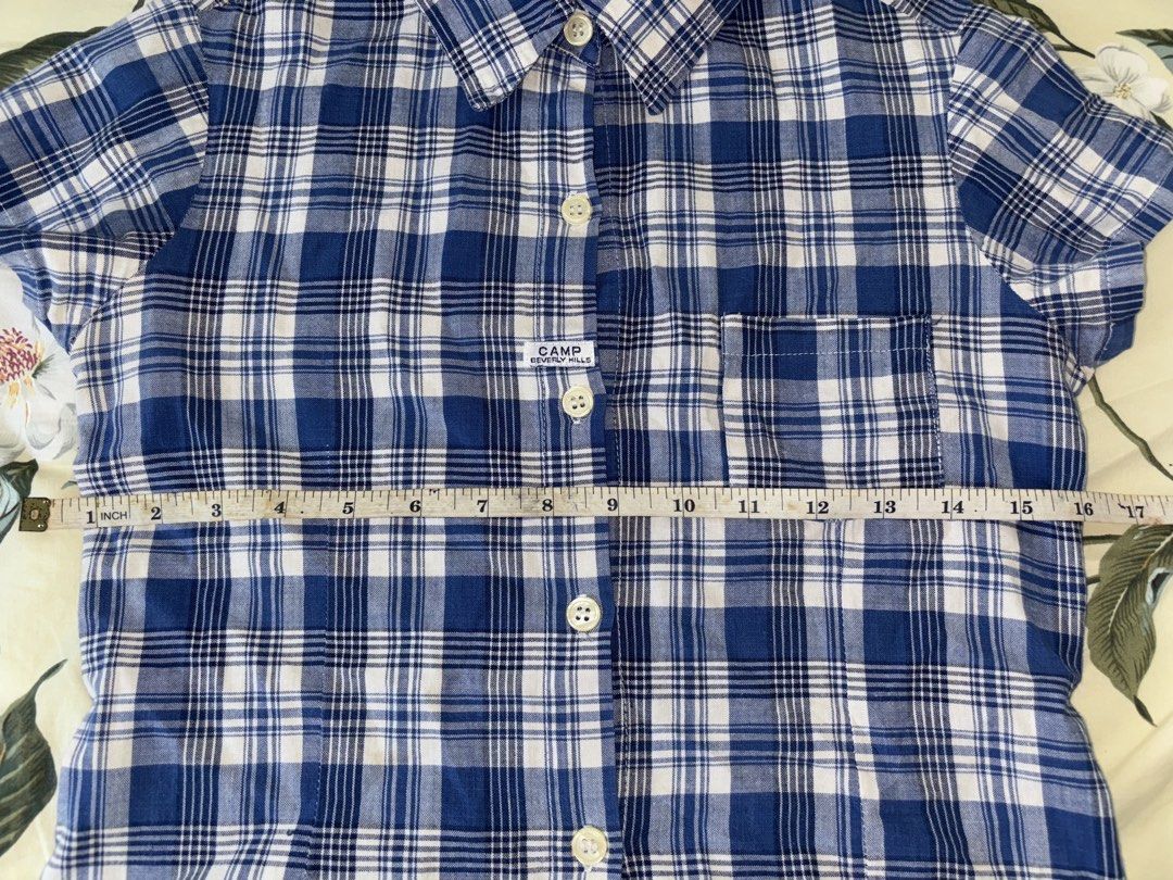 Blue plaid button-up baby tee (Category: Shirts) located in Cavite. Submitted by bbbb444 (Listing ID 1432450263, Image 3). Description: !! NO WW PHOTOS !! - fits xs - s - bought from another carouseller.