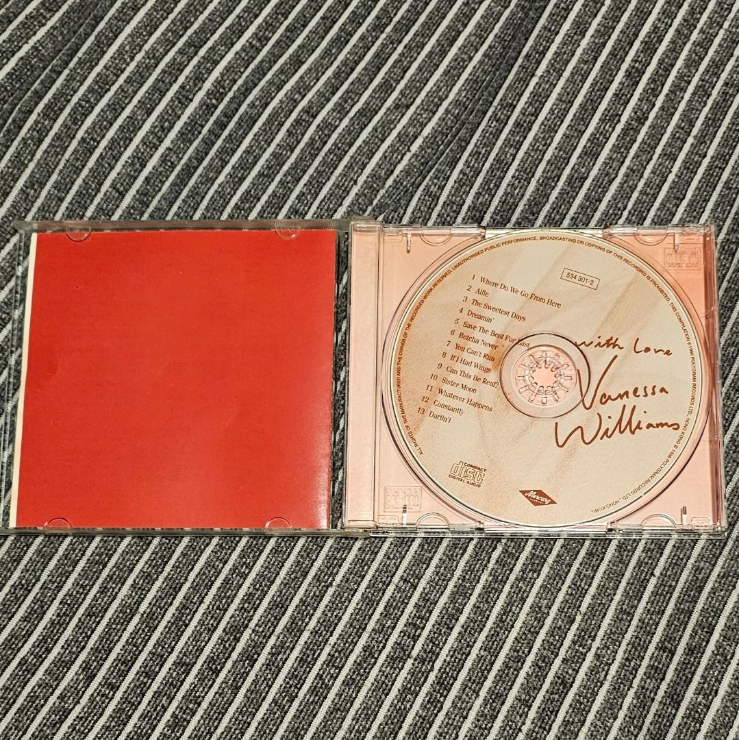 🌟[CD Compilation] Vanessa Williams – To Singapore With Love (1996) (Category: CDs & DVDs) located in Singapore. Submitted by strangecell (Listing ID 1432526931, Image 2). Description: Many more Various Genres: https://www.carousell.sg/p/1253907759 Electronic Dance, EDM, DJ Mix: https://carousell.com/p/1035784902 Easy Listening, Funk Soul, Lounge, Jazz, New Age, Chill-out: https://carousell.com/p/1028943398 ************************************** 