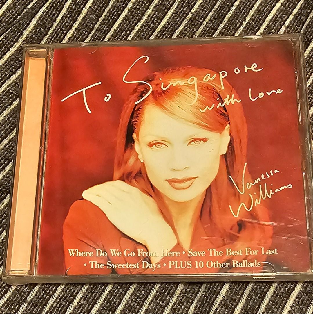 🌟[CD Compilation] Vanessa Williams – To Singapore With Love (1996) (Category: CDs & DVDs) located in Singapore. Submitted by strangecell (Listing ID 1432526931, Image 1). Description: Many more Various Genres: https://www.carousell.sg/p/1253907759 Electronic Dance, EDM, DJ Mix: https://carousell.com/p/1035784902 Easy Listening, Funk Soul, Lounge, Jazz, New Age, Chill-out: https://carousell.com/p/1028943398 ************************************** 