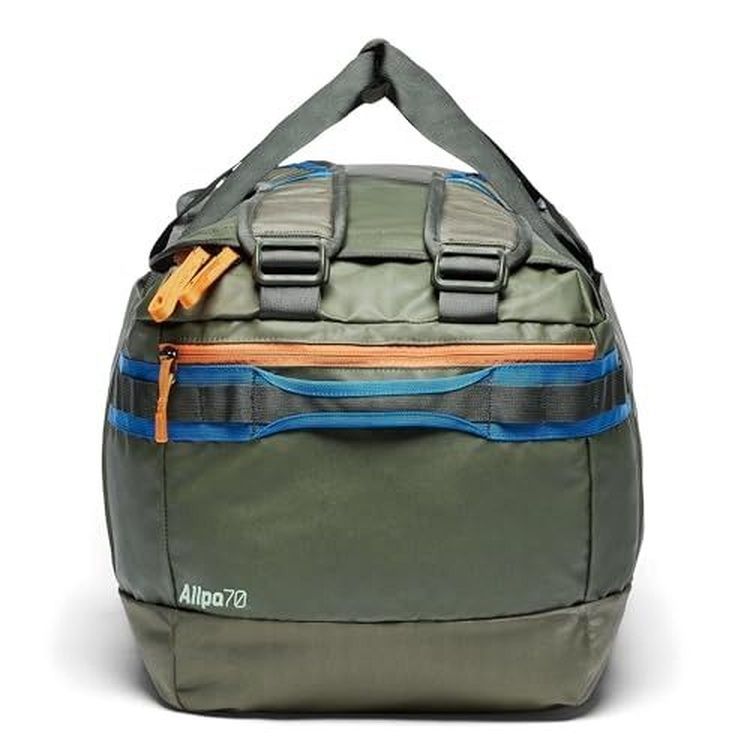Cotopaxi Unisex's Allpa Getaway 70 L Duffel, Fatigue, One Size (Category: Luggage) located in Singapore. Submitted by press2buy.sg (Listing ID 1432570911, Image 2). Description: Stowable duffel carry straps , Removable backpack harness Large main compartment, Stuffs into included sack that doubles as a packing cube Zippered interior pockets under flap, 2 exterior accessory pockets for smaller items Key clip in side pocket Grab handles on both end