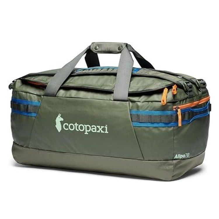 Cotopaxi Unisex's Allpa Getaway 70 L Duffel, Fatigue, One Size (Category: Luggage) located in Singapore. Submitted by press2buy.sg (Listing ID 1432570911, Image 1). Description: Stowable duffel carry straps , Removable backpack harness Large main compartment, Stuffs into included sack that doubles as a packing cube Zippered interior pockets under flap, 2 exterior accessory pockets for smaller items Key clip in side pocket Grab handles on both end