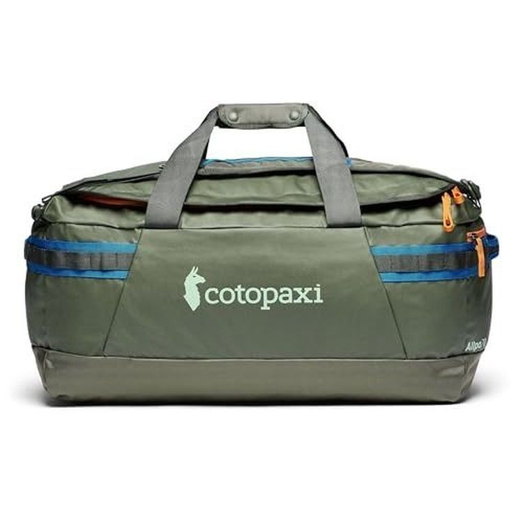 Cotopaxi Unisex's Allpa Getaway 70 L Duffel, Fatigue, One Size (Category: Luggage) located in Singapore. Submitted by press2buy.sg (Listing ID 1432570911, Image 3). Description: Stowable duffel carry straps , Removable backpack harness Large main compartment, Stuffs into included sack that doubles as a packing cube Zippered interior pockets under flap, 2 exterior accessory pockets for smaller items Key clip in side pocket Grab handles on both end