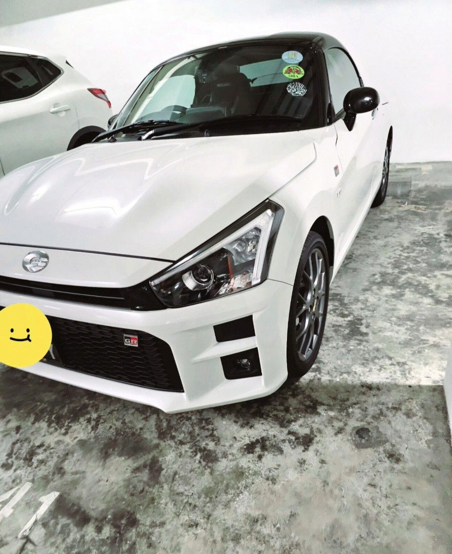 Daihatsu Copen GR Sport 660 (A) (Category: Used Cars) located in Singapore. Submitted by famykoenitz (Listing ID 1432596419, Image 3). Description: Rare 2 seater convertible. Fun to drive! You can make money by Buying it and rent it out for weddings etc to make some $$$. You'll feel very connected to the car as every turn needs effort. Suprisingly quick too! Convertible with low road tax. Registered Sept 2023. Owner planning to change to an EV..