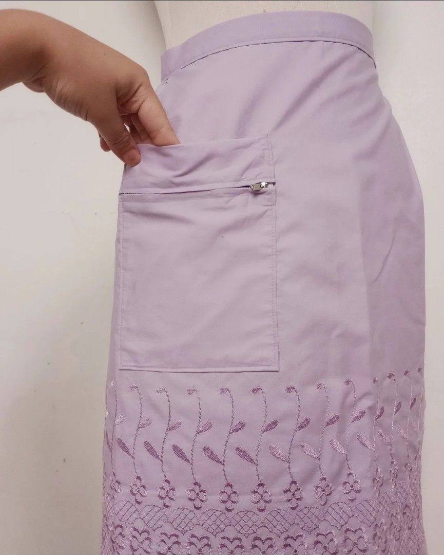 Embroidered Pastel Half Skirt Apron (Category: Other Bottoms) located in Balanga. Submitted by marae_c (Listing ID 1432476121, Image 1). Description: In very good condition. Like new, no flaws. Very pretty in actual. With 2 pockets on one side. Tie back. And has embroidered design . 💗 Free size..