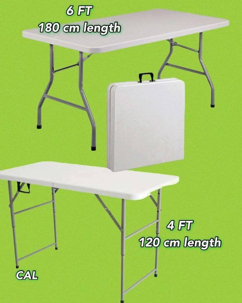 Folding table (Category: Tables & Sets) located in Manila. Submitted by money-lyn (Listing ID 1432562601, Image 3). Description: 📌BESTSELLER FOLDING TABLE ‼️ Pweding pwede ✅DINING TABLE ✅PARTY TABLE ✅INDOOR/OUTDOOR Available Onhand 4ft-1,599 5ft-1,799 6ft-2,099 No need na mgrent dahil Very affordable 💯👌 Cash on delivery nadin 🤗🥰.